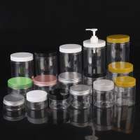 Wholesale cosmetic and food packaging pet plastic jar PET jar cosmetic cream jar with white or black lid