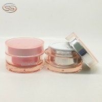 Pink double wall acrylic plastic face cream cosmetic jar