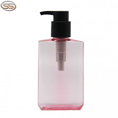 Pink PETG flat shampoo hair care products plastic bottle