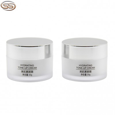 30g plastic cosmetic double wall clear frosted jar