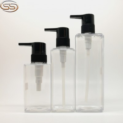 Square PET shampoo bottle with lotion pump