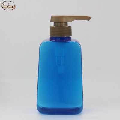 Luxury high grade 450ml PETG square plastic soap bottle wiht lotion pump for cosmetic packaging use