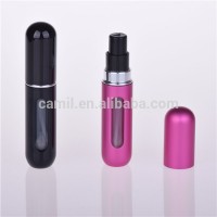 wholesale spray atomizer luxury 5ml pocket perfume bottle with glass tube and aluminum shell