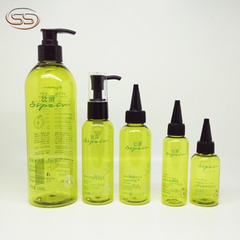 Screen Printing transparent PET plastic shampoo bottle